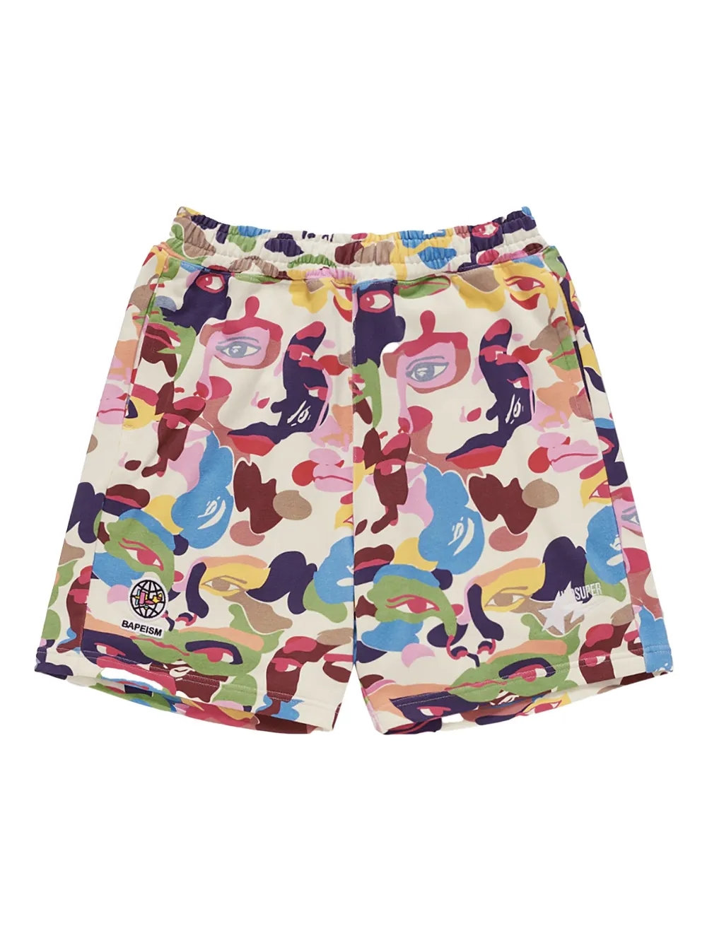A BATHING APE® x KIDSUPER camouflage-print track shorts